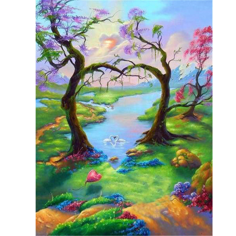 

30*40CM - Round Drill Diamond Painting - Forest Landscape, 501 Original