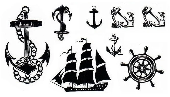 Waterproof Temporary Tattoo Sticker Compass Arrow Roman Clock Anchor Small Body Art Flash Tattoo Fake Tattoo for Women Men