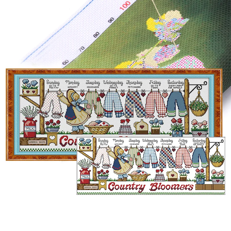 Joy Sunday-Drying Clothes 3 (62*28cm) 14CT Stamped Cross Stitch gbfke