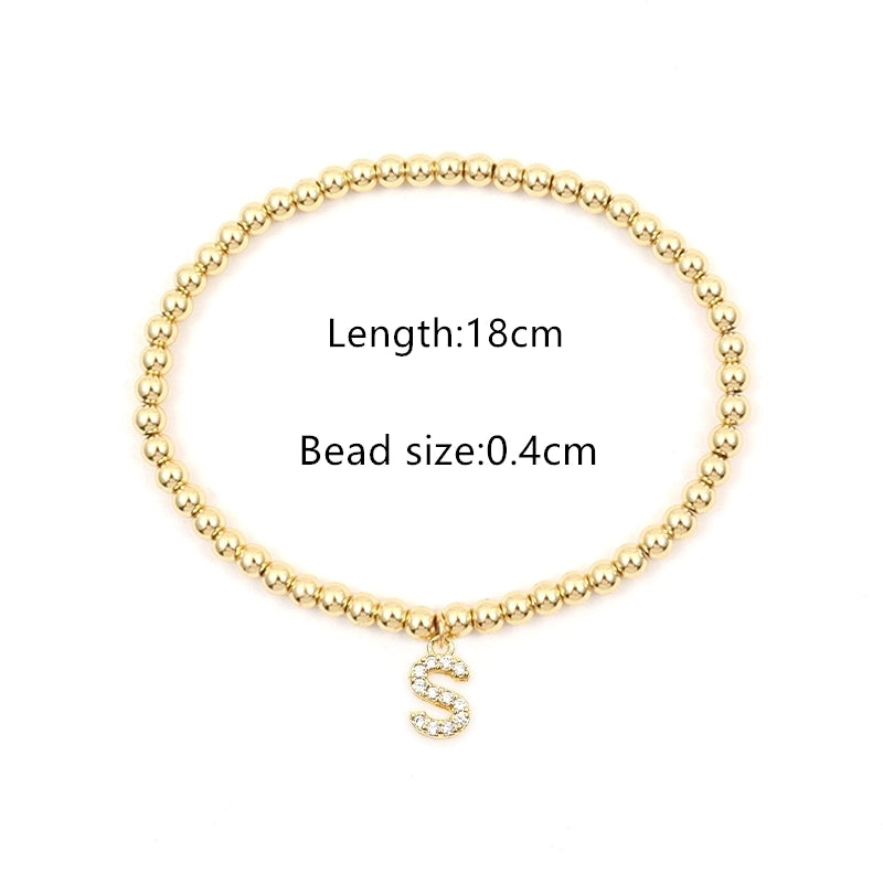 Copper Inlay Letter Zircon Bracelets