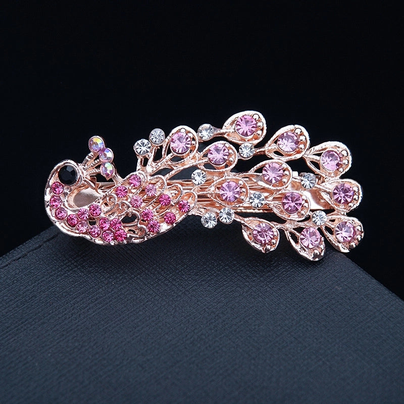 Korean Hair Accessories Rhinestone Bow Simple Hairpin Adult Pearl Horizontal Clip Ponytail Clip Top Clip Spring Clip Small