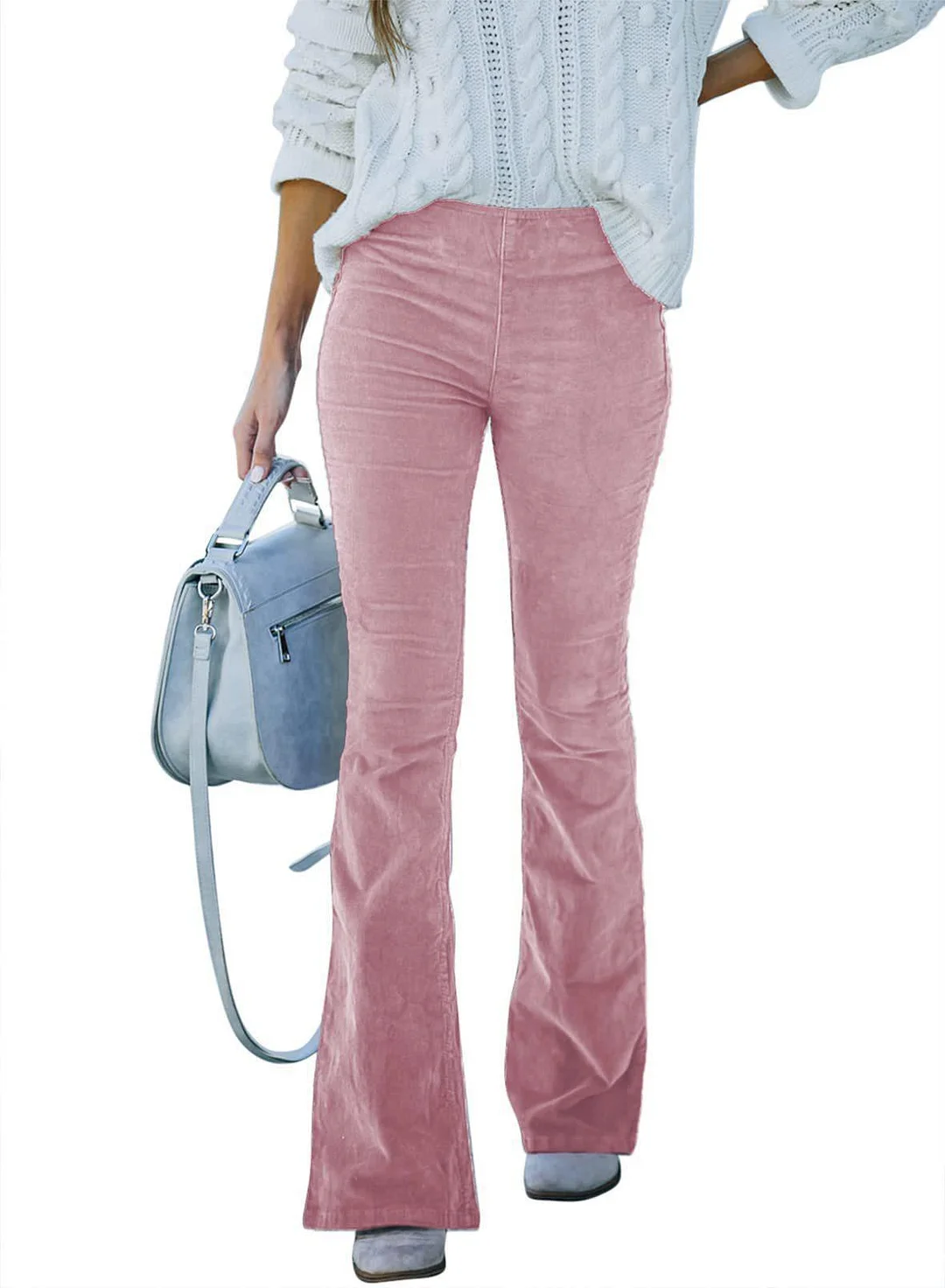 Uveng Color High Waist Slim-fit Flared Corduroy Elastic Pants