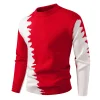 Men's Fashionable Color Block Knitted Crew Neck Sweater by Inlyline