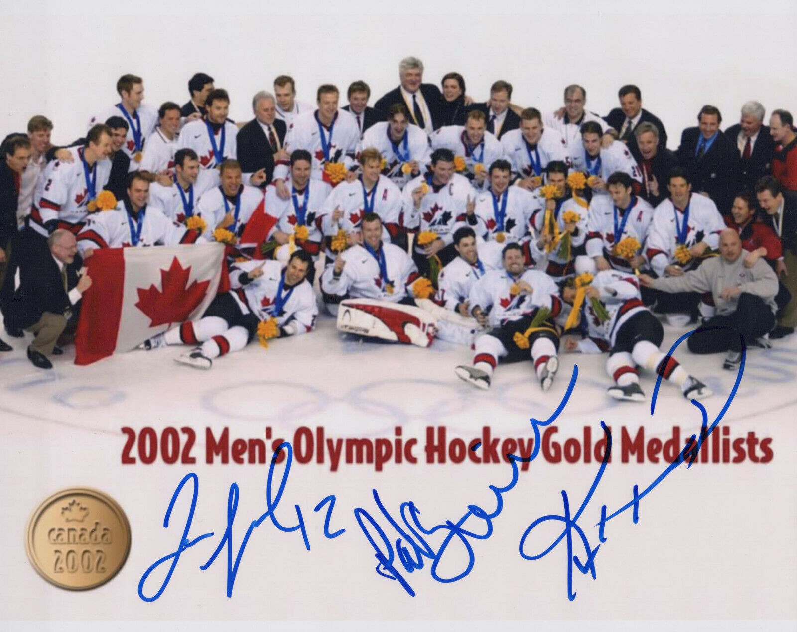 JAROME IGINLA, PAT QUINN signed 2002 TEAM CANADA OLYMPICS HOCKEY 8X10 Photo Poster painting COA