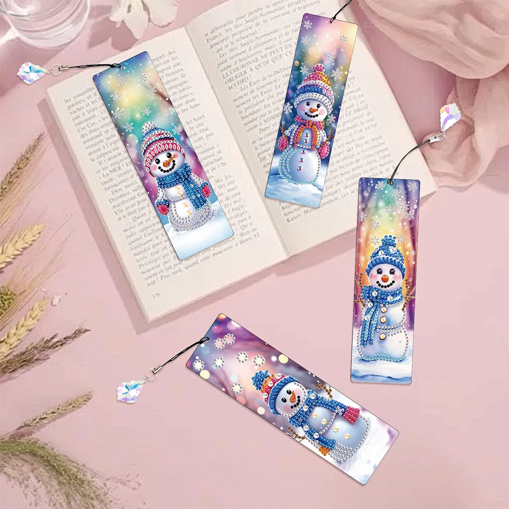 Snowman A5 Size Diamond Painting Notebook Set with 4Pcs Bookmark Holiday Gift