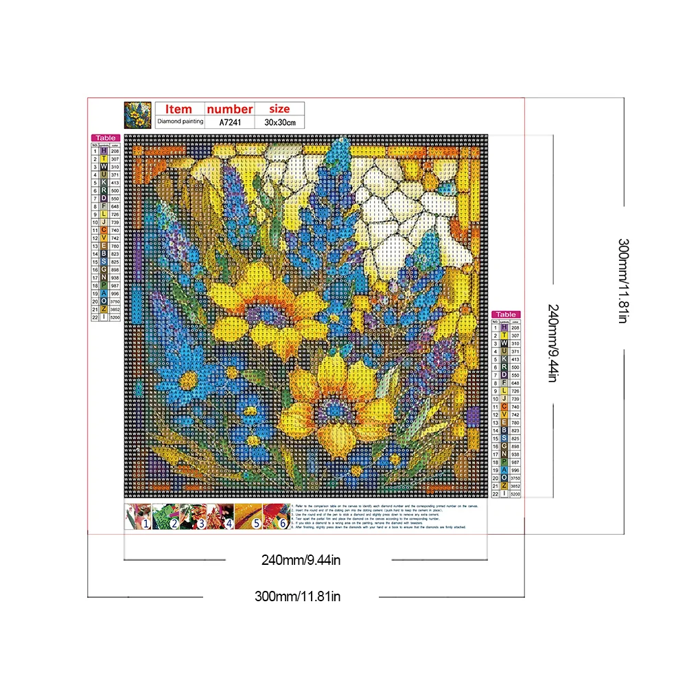 Diamond Painting - Full Round Drill - Stained Glass Flower(30*30cm)