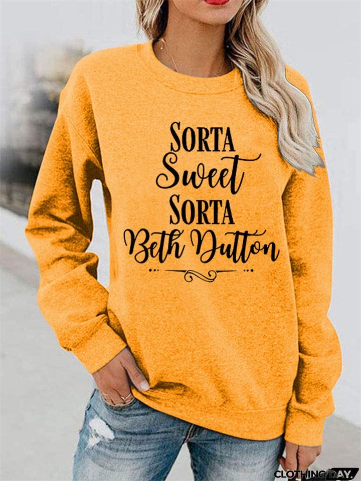 Casual Words Printed Round Neck Sweatshirts