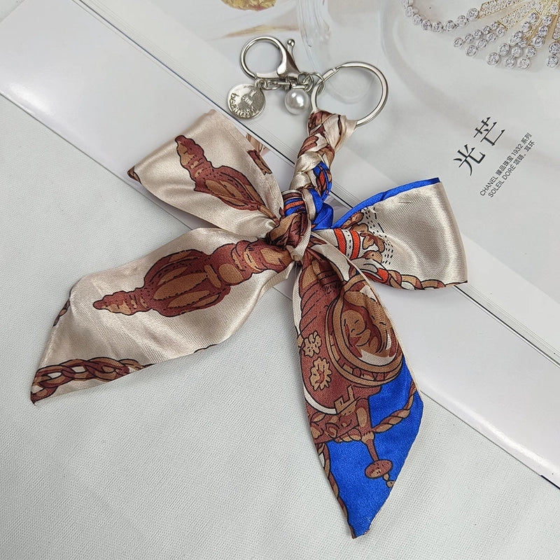 Sweet Minimalist Bow Knot Cloth Metal Unisex Bag Pendant Keychain