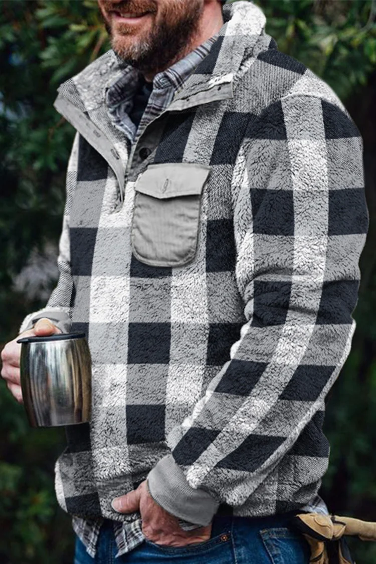 Casual Fleece Large Check Sweatshirt