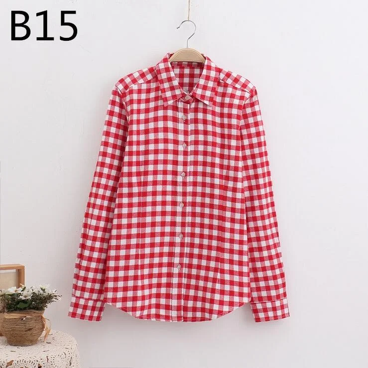 Fashion Plaid Shirt Female College Style Women's Blouses Long Sleeve Flannel Shirt Cotton Blusas Office Tops