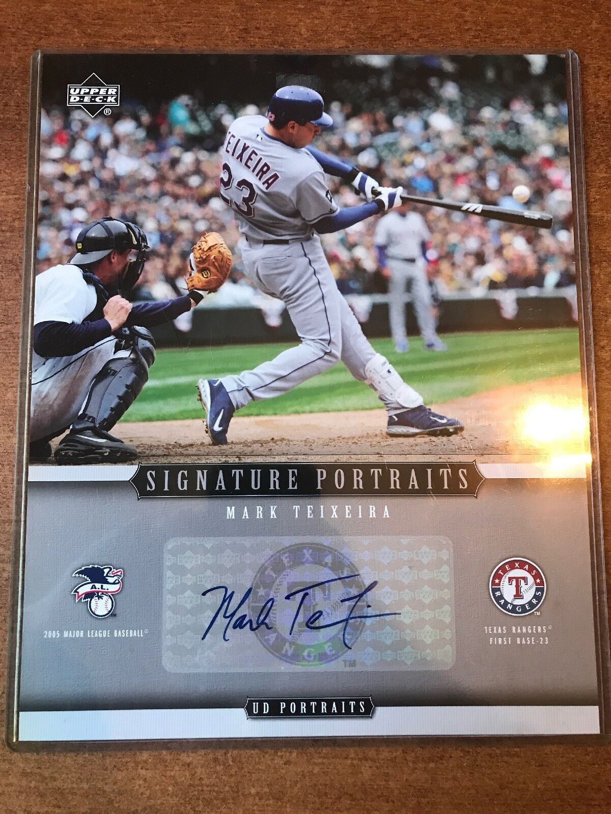 Mark Teixeira Autographed 2005 Upper Deck Signature Portraits 8x10 Card Photo Poster painting