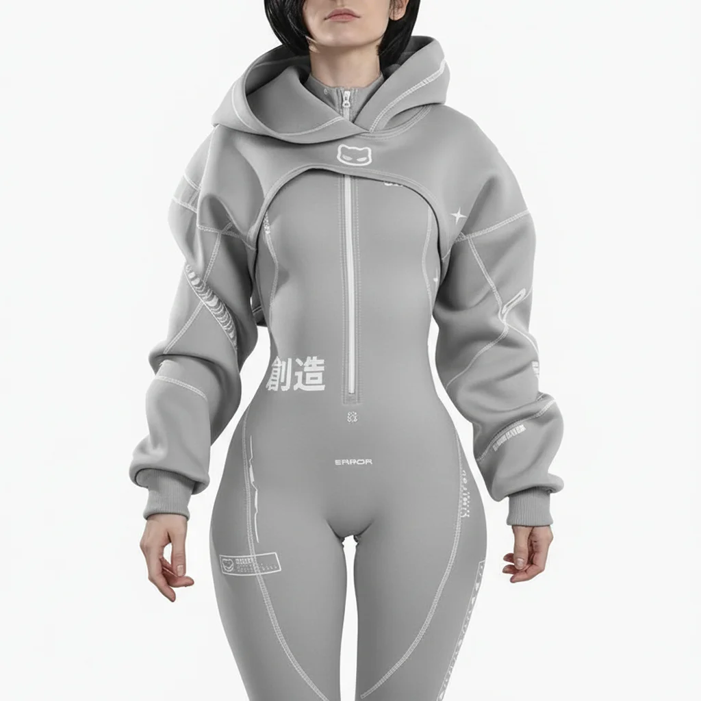 Cyberpunk Futuristic Mechanical Style Women's Sports Yoga Outfit Set