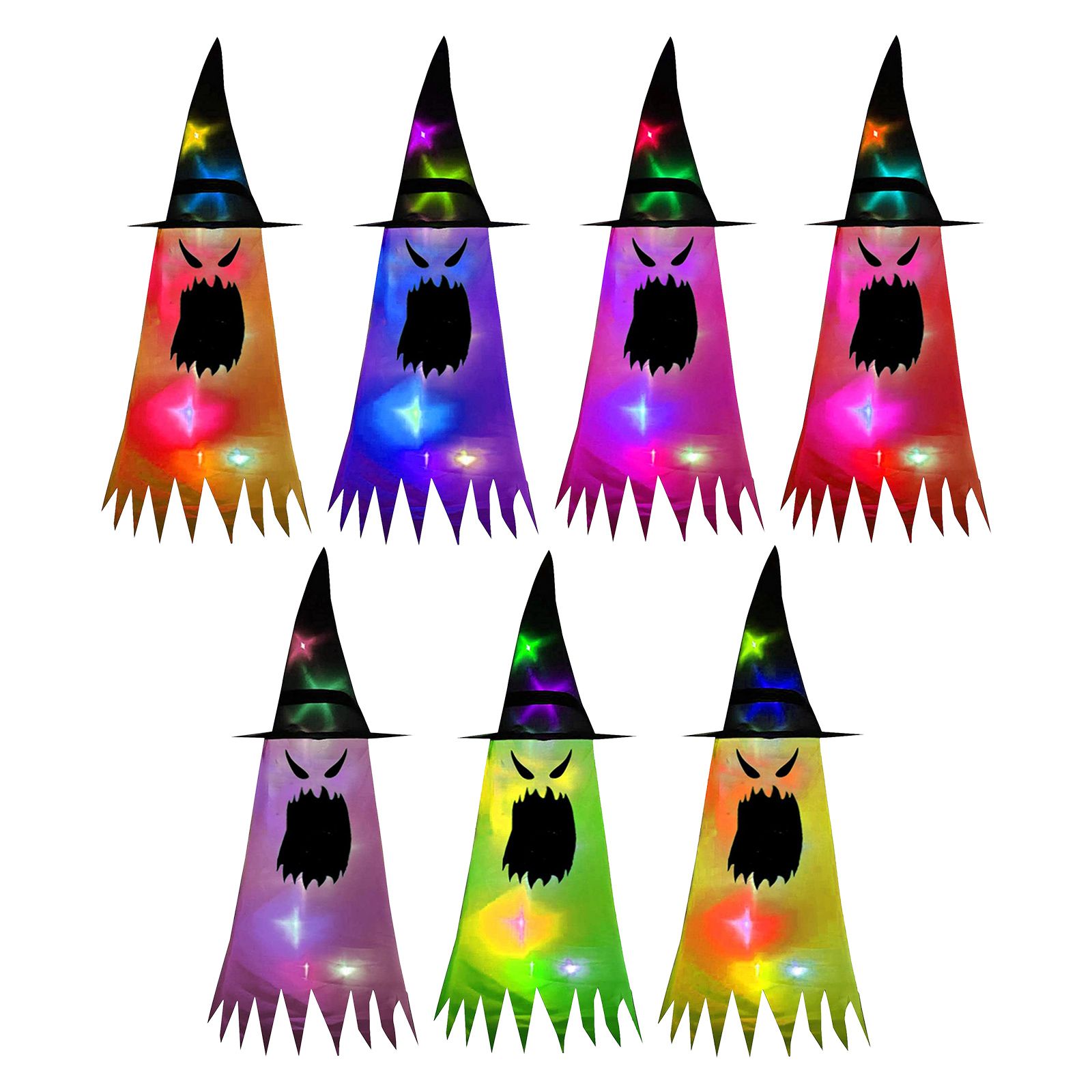 

Halloween Witch Hat - Glowing LED Ghost Hat Tree Hanging Ornaments Props, 501 Original