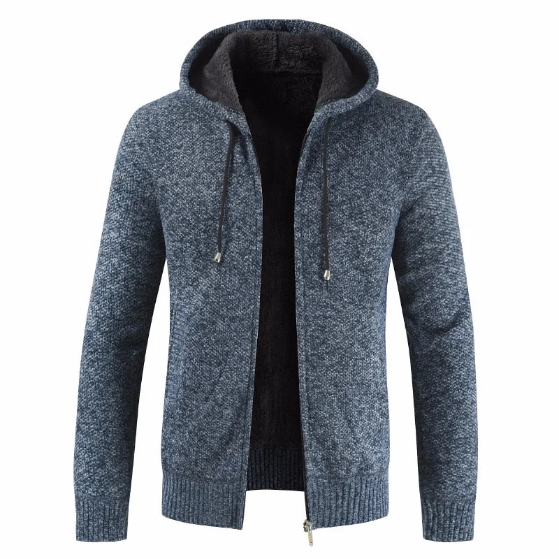 2022 Winter Jacket Men Solid Slim Fit Hooded Mens Coat and Jackets Thick Fleece Wool Jacket Men Warm Outwear Coats