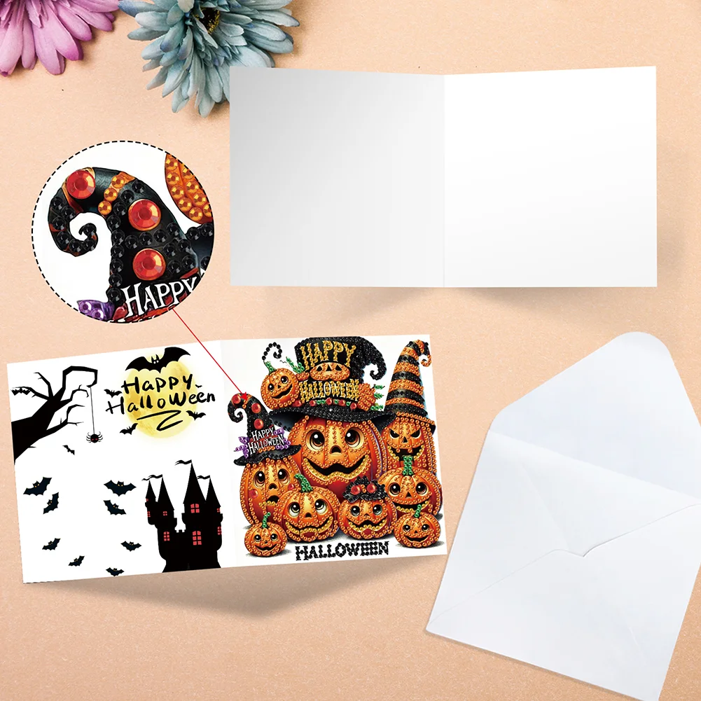 6PCS DIY Diamond Art Greeting Cards Congratulations Cards & Gifts (Halloween)