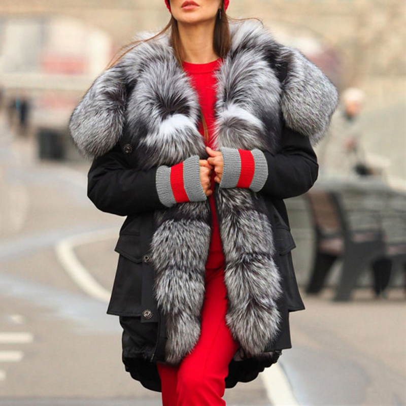 Autumn And Winter Fur Collar Hooded Coat wearshes