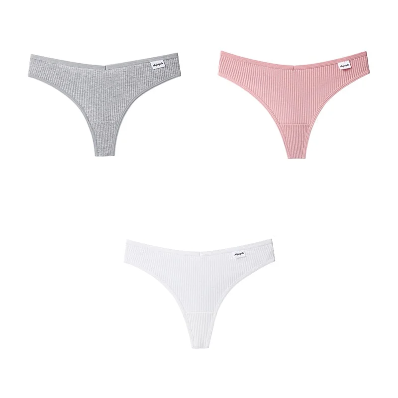 3pcs Women Cotton Panties Sexy Sports Underwear For Woman Lady T-back Female Thongs Cotton Lingerie Woman Intimates New BANNIROU