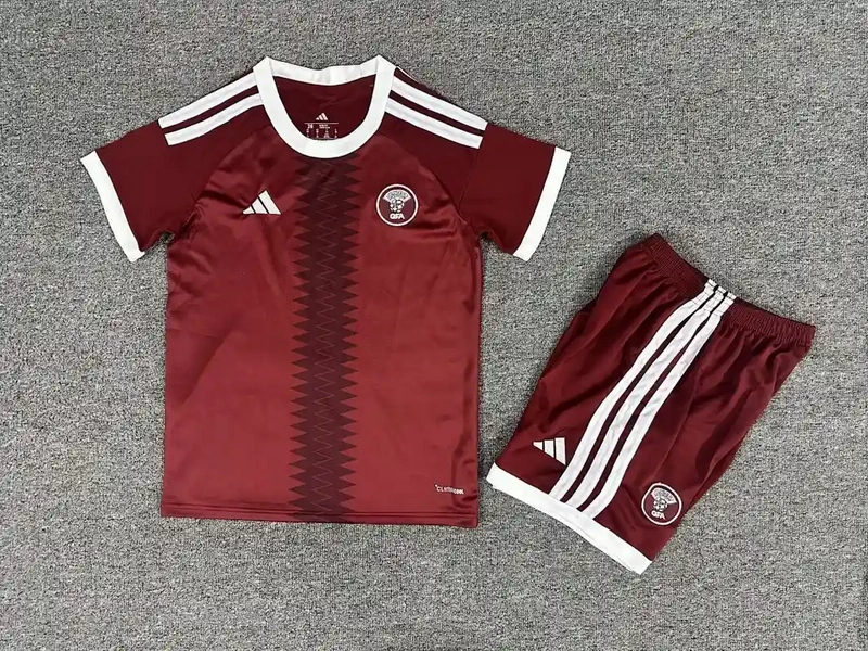 2026 Kids Qatar Soccer Jersey Home 1:1 Thai Quality