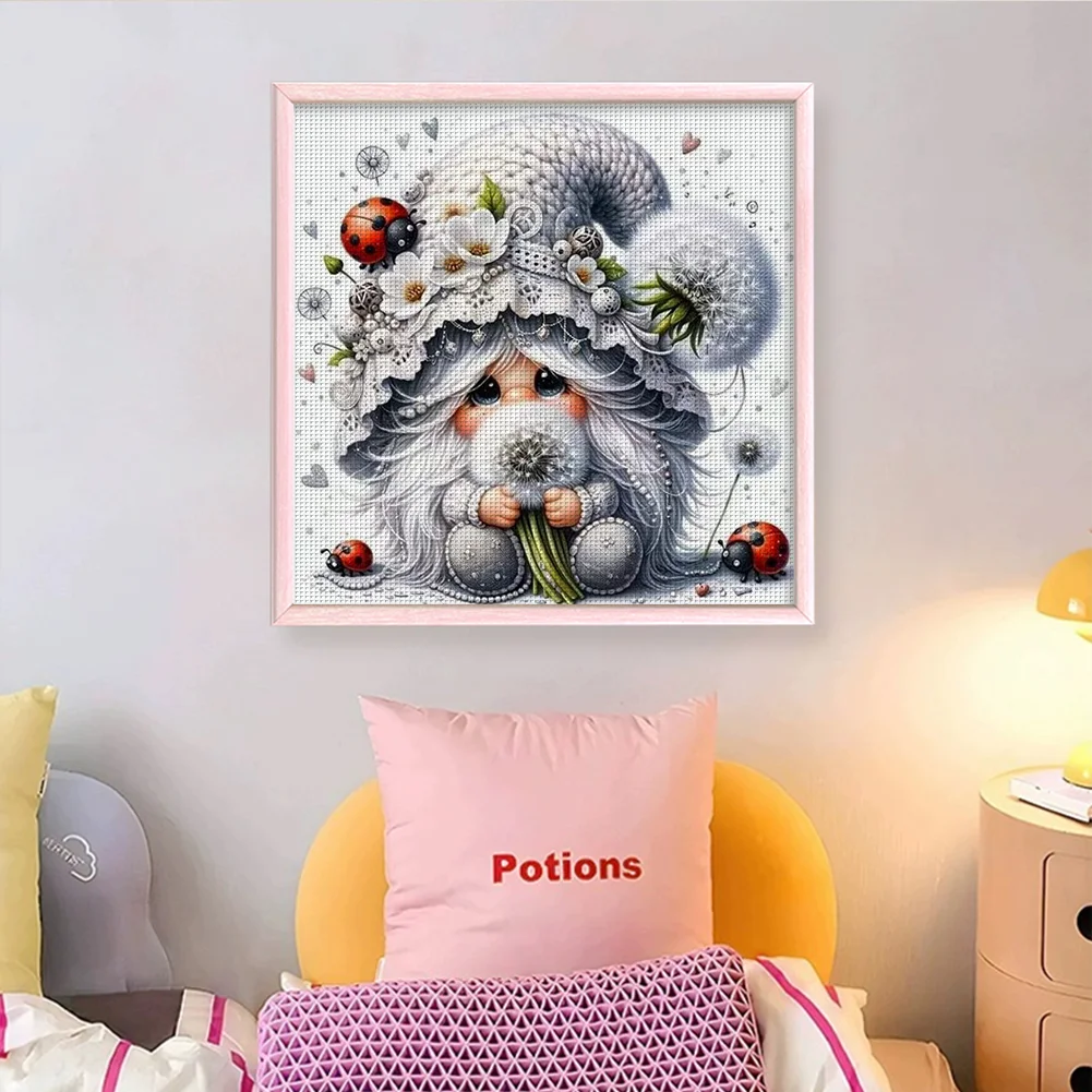 11CT Full Stamped Cross Stitch - Dryad Gnome & Dandelion(Canvas|50*50CM)