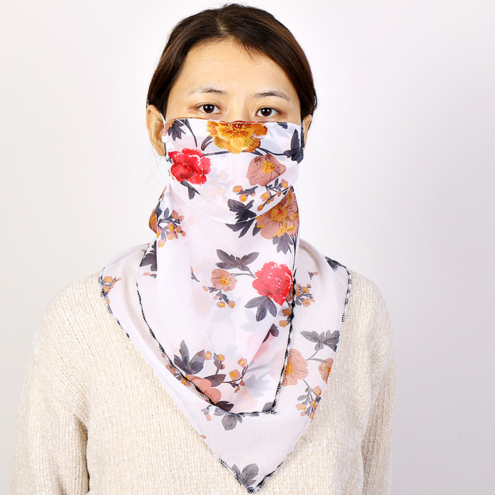 Women Chiffon Cycling Face Cover Sun Protection Floral Triangle Scarf (3) от Cesdeals WW