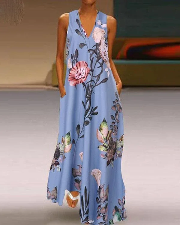 fashion summer sundress women long maxi vestidos floral printed bohemian dress p120674