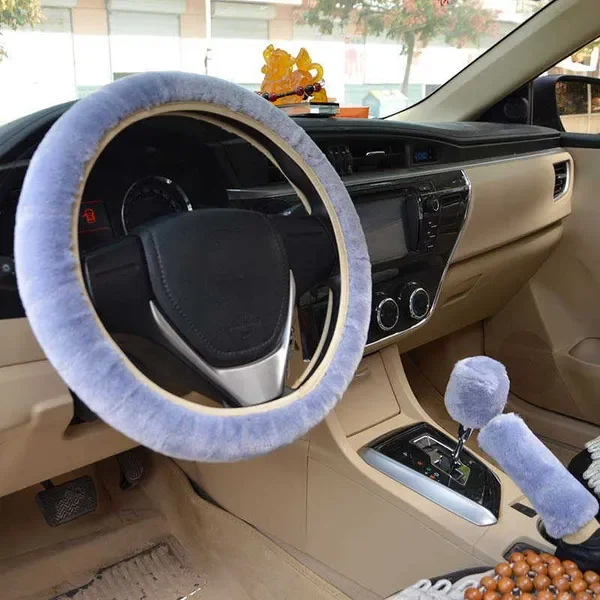 Steering Wheel Plush Winter Universal Hand Brake Position Gear Three-piece Fur Cover Car Interior Accessories