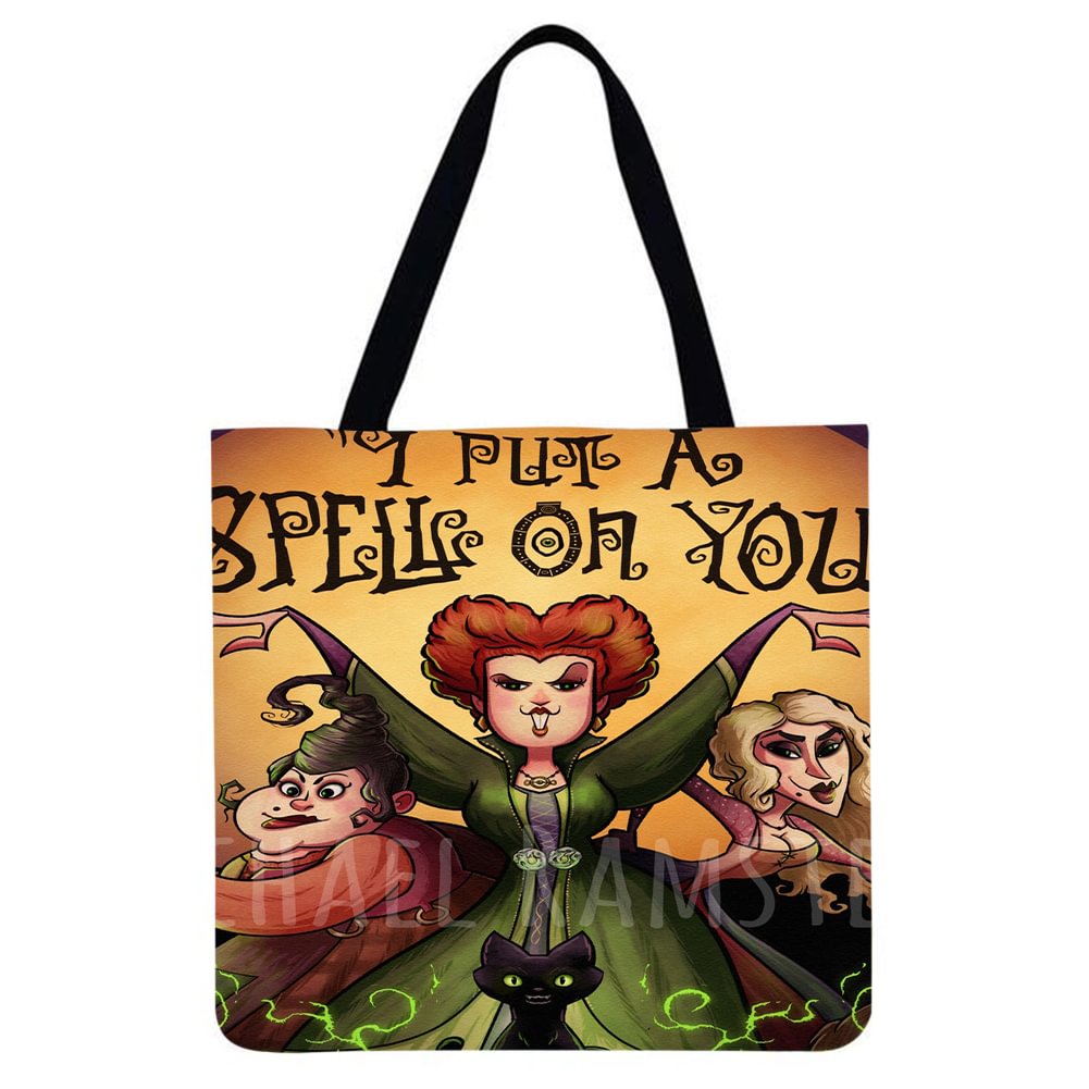 Linen Tote Bag-Cartoon witch