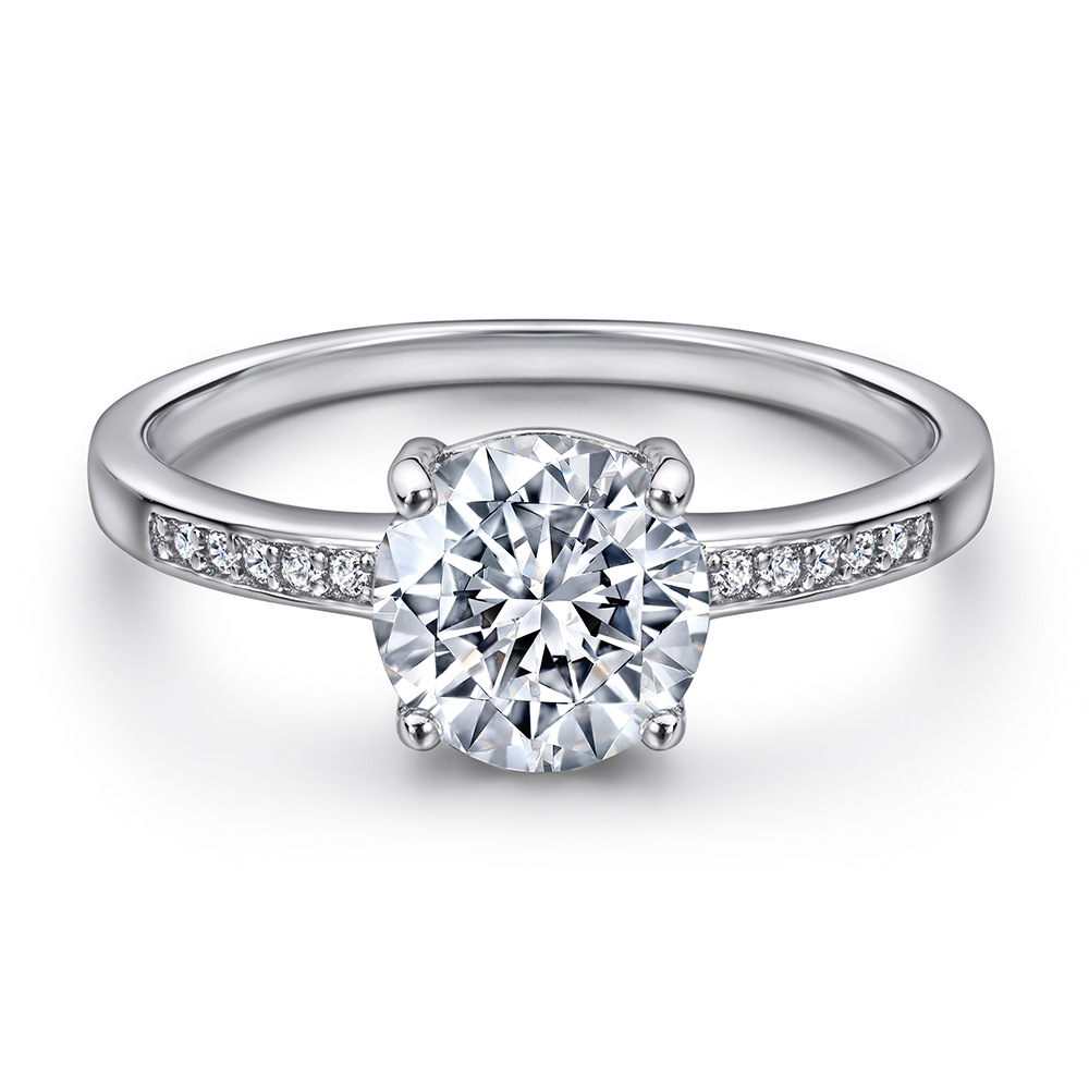 S925 sterling silver plated 18K gold PT950 platinum classic four claw gemstone setting creative ring popular ring