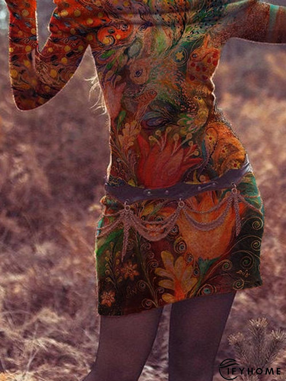 Cowl Neck Vintage Cotton-Blend Weaving Dress | IFYHOME