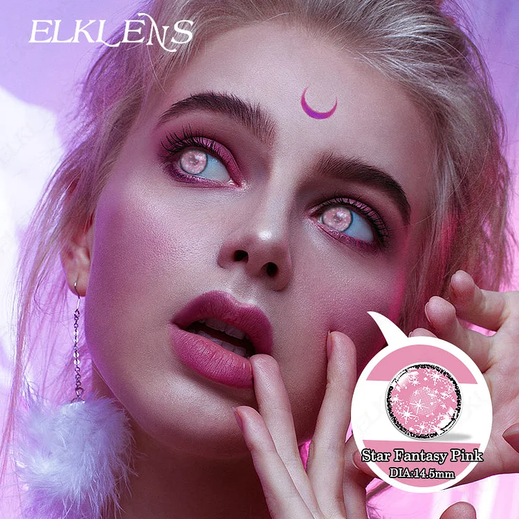 Halloween Star Pink Cosplay Contact Lenses