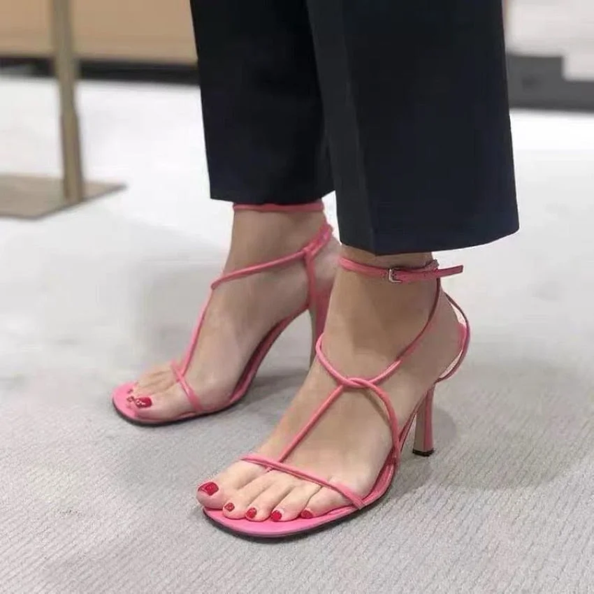 Summer Women Sandals Narrow Band Vintage Open Toe High Heels Buckle Strap High Heel Sandals Women Designer Fashion Shoes Women