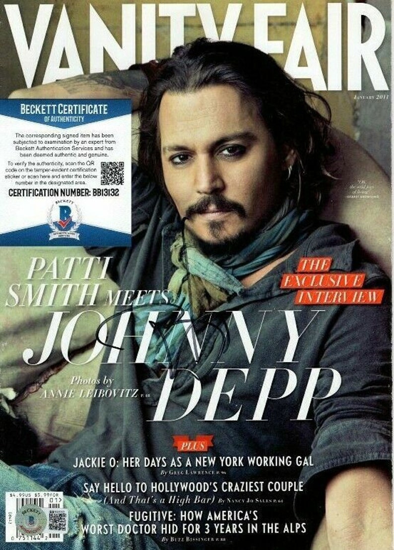 Johnny depp signed vanity fair 2011 magazine beckett bas