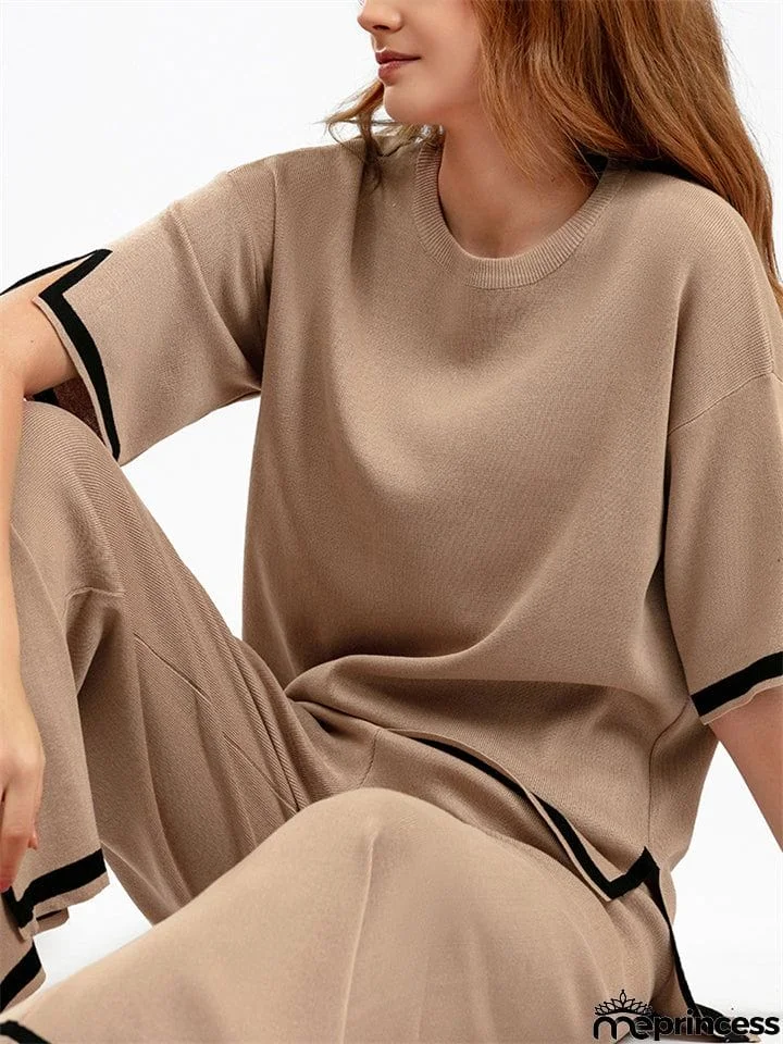 Women's Comfortable Temperament Knitted 2-piece Loungewear Sets