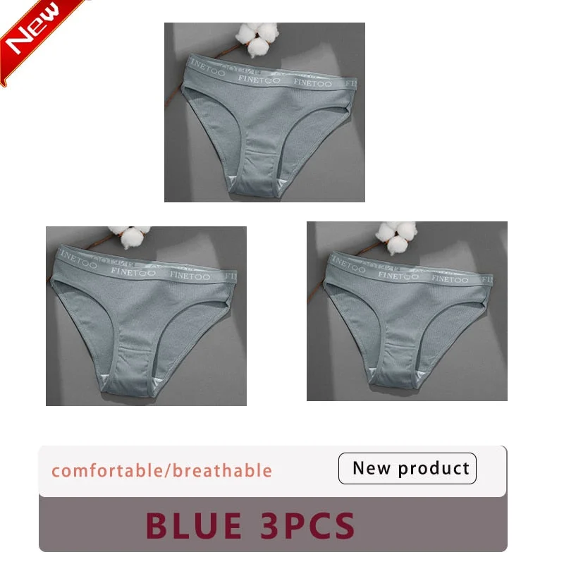 3PCS/Set Cotton Underwear For Woman Sexy Letter Panties Underpants Female M-XL Briefs Intimates Lingerie 6 Solid Color Pantys