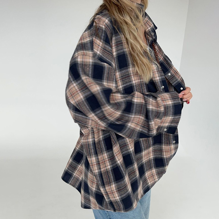 Ootddress Lapel Autumn 2025 Shirts Outwear Fashion Ladies Contrast Long Sleeve Patchwork Elegant Women Coat Cardigan Female Shirts