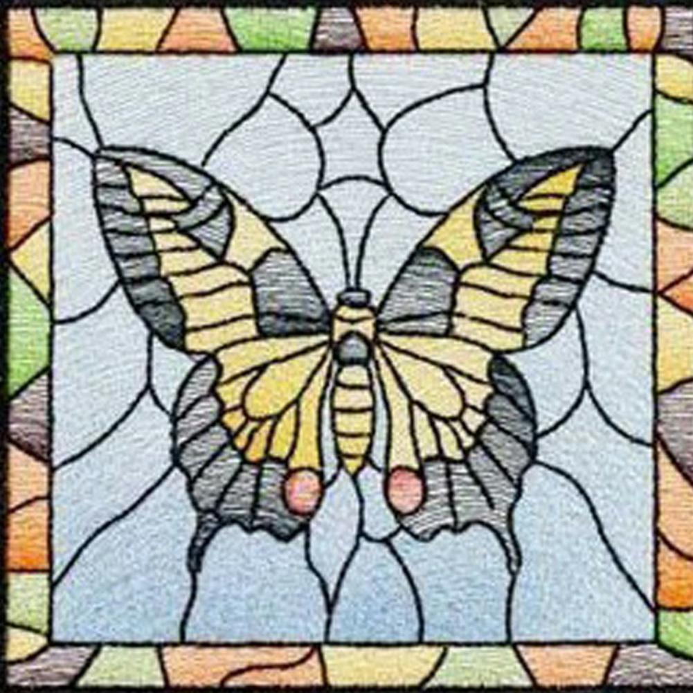 Glass Butterfly 50*50CM(Canvas) Full Round Drill Diamond Painting gbfke