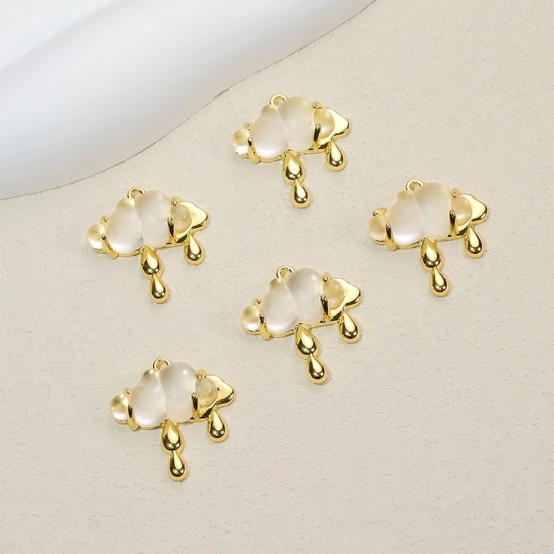 5 PCS/Package Synthetic Resin Copper 18K Gold Plated Clouds Jewelry Accessories Pendant