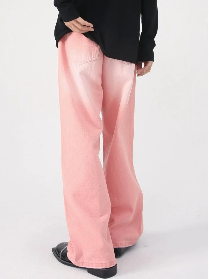 Brownm vintage upcycle baggy jeans with faded effect