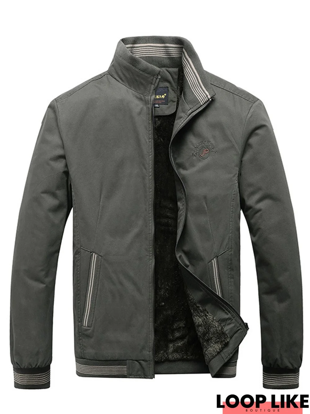 Casual Solid Color Stand Collar Men's Jacket