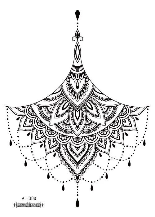 38 Kinds Adult Chest Back Tattoo Rose Flowers Mandala Totem Waterproof Temporary Body Art Sticker Disposable tatouage temporaire