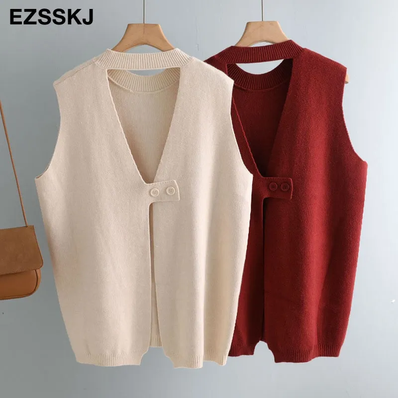 autumn winter OVERSIZE thick Sweater vest women sleeveless warm Sweater Pullovers Women female  o-neck LOOSE  sweater VEST