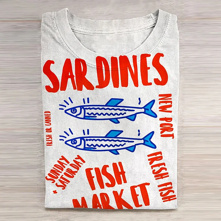 Vintage Fish Sardines Art Print T-Shirt