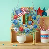 (US Only)Independence Day Wreath 5D DIY Diamond Painting Dots Pendant for Window Wall