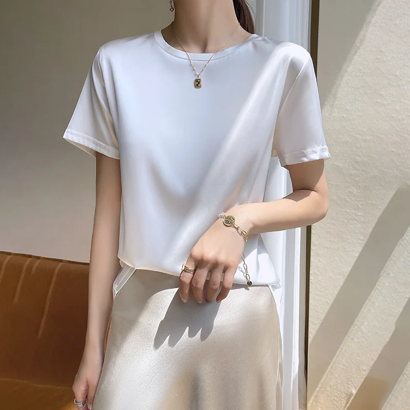 Churchf Churchf Summer Women's T-Shirt New Super Soft Bat Sleeve Simple Short-Sleeved Women's Top Bottom With Sleeveless Vest