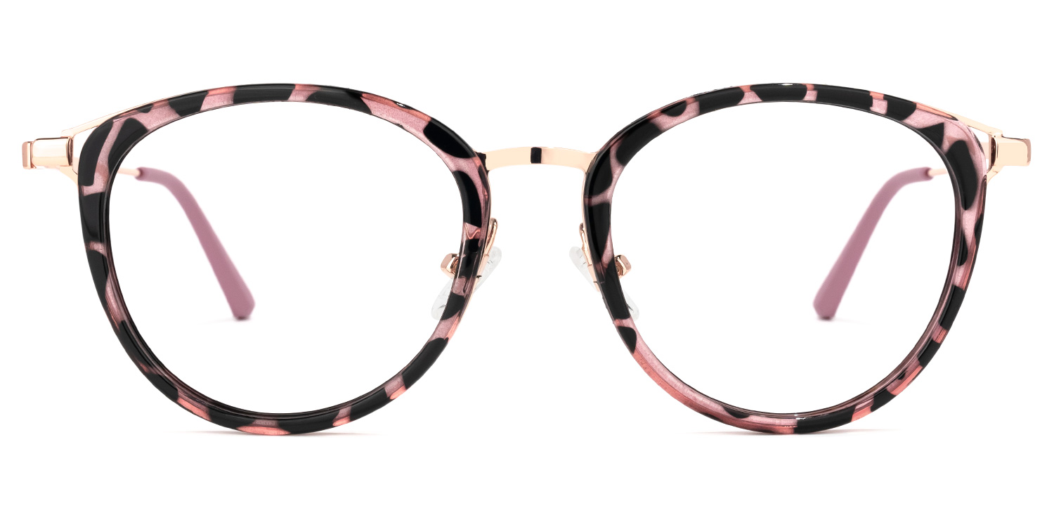 Gabrielle Rosa-Tortoise Rund Brille Rosa-Tortoise