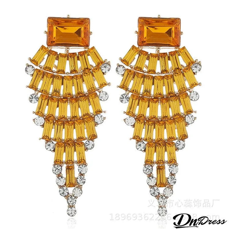 Exaggerated Diamond Cutout Drop Earrings