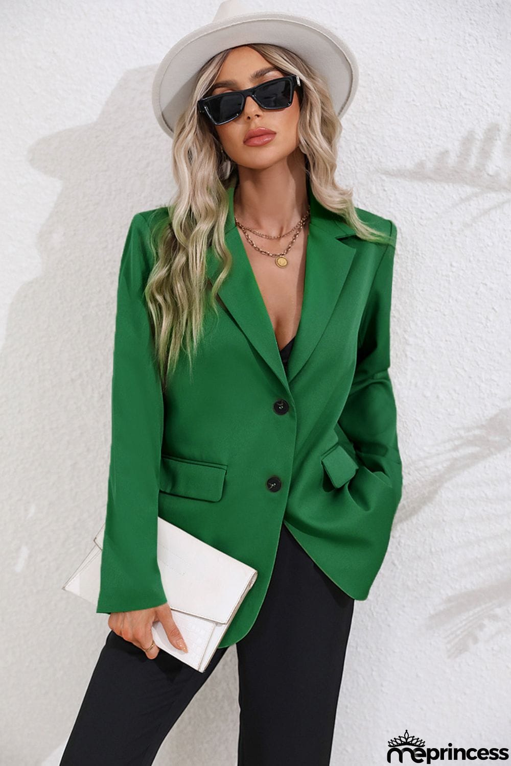 Lapel Collar Long Sleeve Blazer