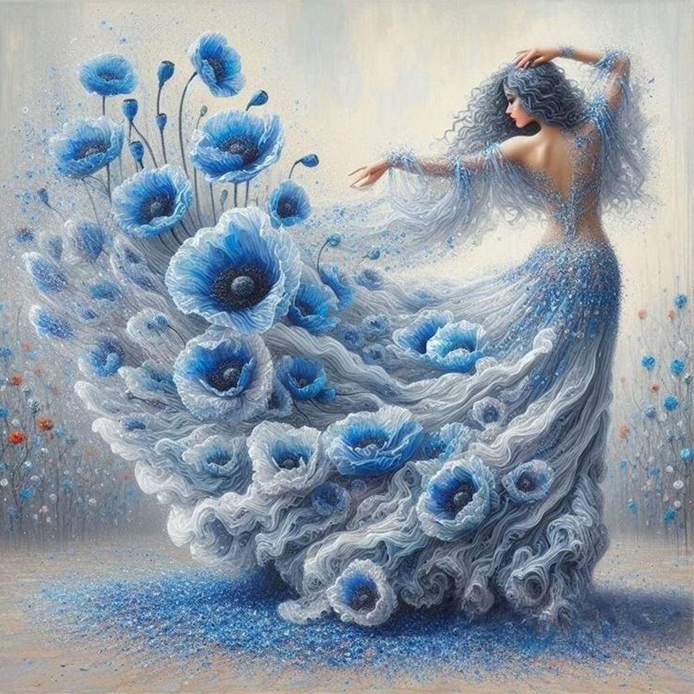 Girl With Beautiful Skirt 40*40cm(canvas) full round drill diamond painting