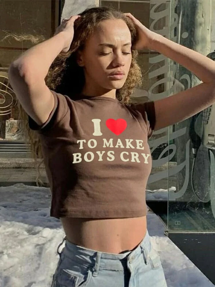 Jacuqeline Summer 2022 Y2K Letter Cute Crop Women Tops Clothes Fairy Grunge Tees Basic O Neck Short Sleeve Sweet Baby T-Shirts