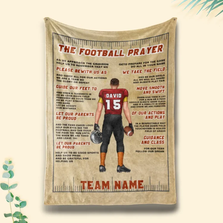 Personalized American Football Blkanet -The Football Prayer - Custom Team Name